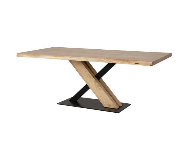 Mesa de comedor de madera de acacia acabado color natural 200x100x76