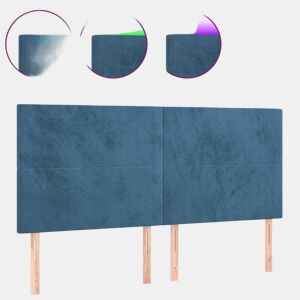 vidaXL Cabeceira cama c luzes LED veludo 160x5x118128cm azul-escuro