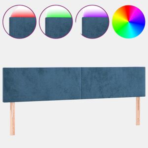 vidaXL Cabeceira de cama c luzes LED veludo 160x5x7888cm azul-escuro
