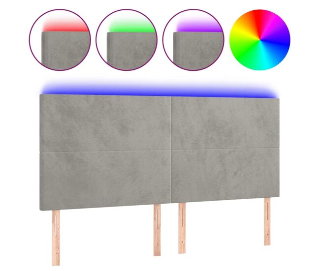Vidaxl cabecero con luces led terciopelo gris claro 200x5x118/128 cm
