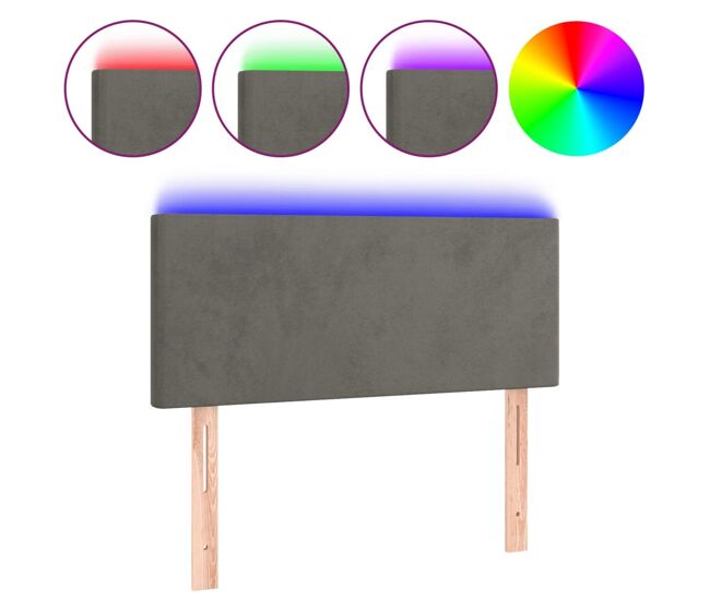 Vidaxl cabecero con led de terciopelo gris oscuro 100x5x78/88 cm