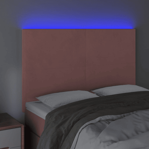 vidaXL Cabeceira de cama c luzes LED veludo 144x5x118128 cm rosa vidaXL Cabeceira de cama c luzes LED veludo 144x5x118128 cm rosa