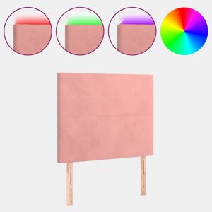 vidaXL Cabeceira de cama c luzes LED veludo 90x5x118128 cm rosa