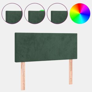 vidaXL Cabeceira de cama c luzes LED veludo 90x5x7888cm verde-escuro