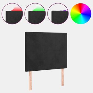 vidaXL Cabeceira cama c LED veludo 80x5x118128 cm preto
