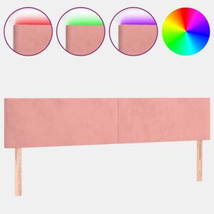 vidaXL Cabeceira de cama c luzes LED veludo 200x5x7888 cm rosa