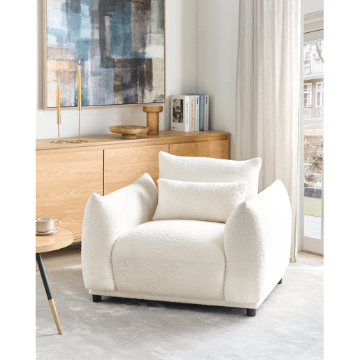 Poltrona JAMSA Bouclé Branco creme Poltrona JAMSA Bouclé Branco creme