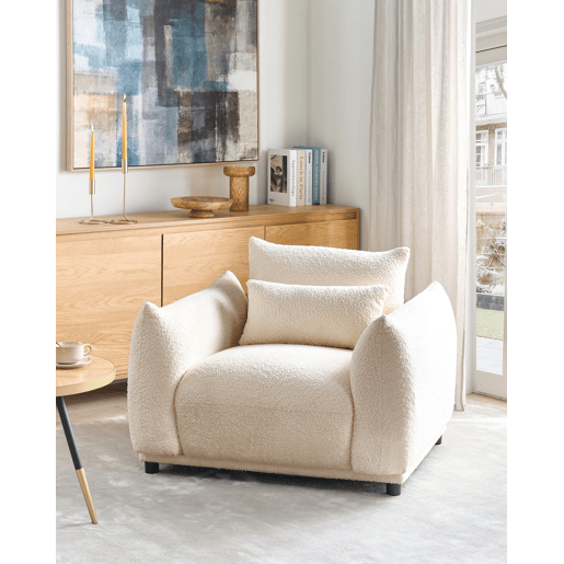 Poltrona JAMSA Bouclé Branco creme Poltrona JAMSA Bouclé Branco creme