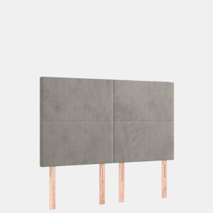 vidaXL Cabeceira cama c luzes LED veludo 144x5x118128cm cinza-claro