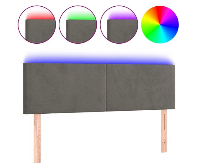 Vidaxl cabecero con led de terciopelo gris oscuro 144x5x78/88 cm