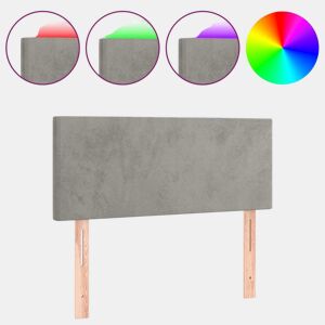 vidaXL Cabeceira de cama c luzes LED veludo 90x5x7888 cm cinza-claro