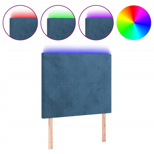 vidaXL Cabeceira cama c luzes LED veludo 80x5x118128cm azul-escuro vidaXL Cabeceira cama c luzes LED veludo 80x5x118128cm azul-escuro