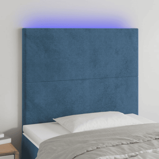 vidaXL Cabeceira cama c luzes LED veludo 80x5x118128cm azul-escuro vidaXL Cabeceira cama c luzes LED veludo 80x5x118128cm azul-escuro