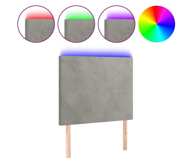 Vidaxl cabecero con luces led terciopelo gris claro 80x5x118/128 cm
