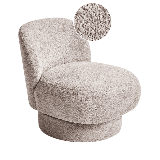 Poltrona giratória AYLO Bouclé Taupe