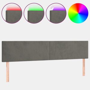 vidaXL Cabeceira de cama cluzes LED veludo 200x5x7888cm cinza-escuro