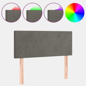 vidaXL Cabeceira de cama c luzes LED veludo 80x5x7888cm cinza-escuro