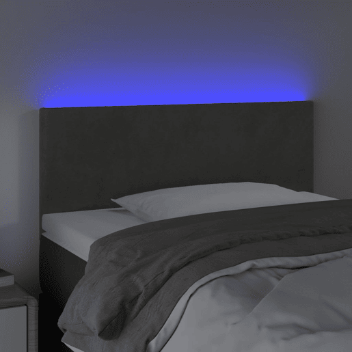 vidaXL Cabeceira de cama c luzes LED veludo 80x5x7888cm cinza-escuro