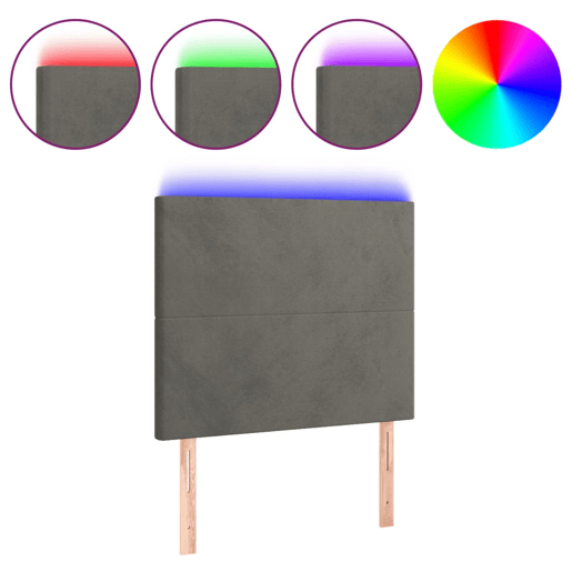 vidaXL Cabeceira de cama c LED veludo 100x5x118128 cm cinza-escuro vidaXL Cabeceira de cama c LED veludo 100x5x118128 cm cinza-escuro