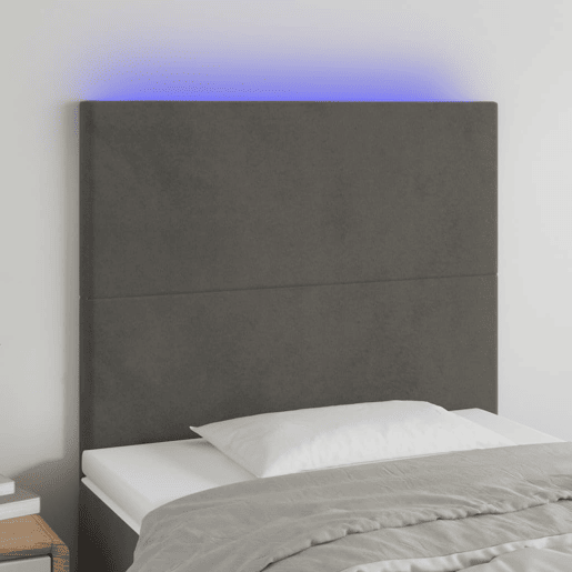 vidaXL Cabeceira de cama c LED veludo 100x5x118128 cm cinza-escuro vidaXL Cabeceira de cama c LED veludo 100x5x118128 cm cinza-escuro