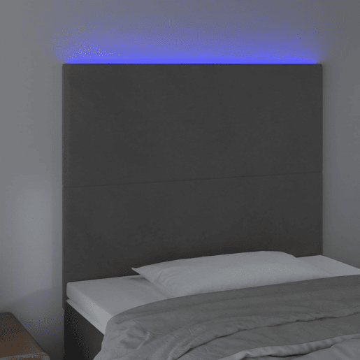 vidaXL Cabeceira de cama c LED veludo 100x5x118128 cm cinza-escuro vidaXL Cabeceira de cama c LED veludo 100x5x118128 cm cinza-escuro