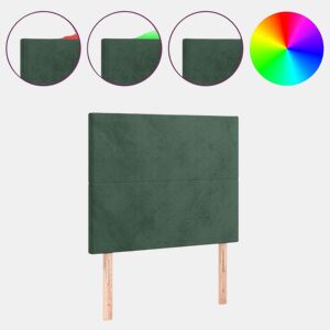 vidaXL Cabeceira de cama c LED veludo 90x5x118128 cm verde-escuro