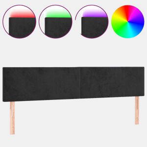 vidaXL Cabeceira de cama c luzes LED veludo 160x5x7888 cm preto