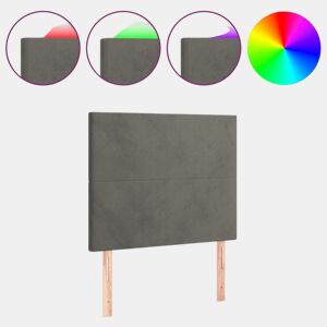 vidaXL Cabeceira de cama c LED veludo 80x5x118128 cm cinza-escuro