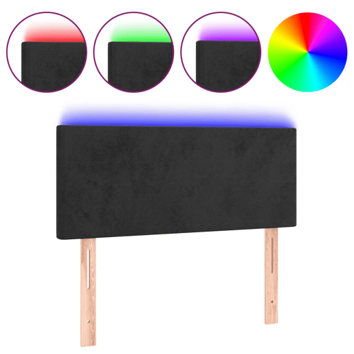 vidaXL Cabeceira de cama cluzes LED veludo 100x5x7888 cm preto vidaXL Cabeceira de cama cluzes LED veludo 100x5x7888 cm preto