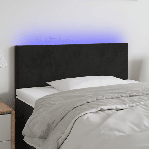 vidaXL Cabeceira de cama cluzes LED veludo 100x5x7888 cm preto vidaXL Cabeceira de cama cluzes LED veludo 100x5x7888 cm preto
