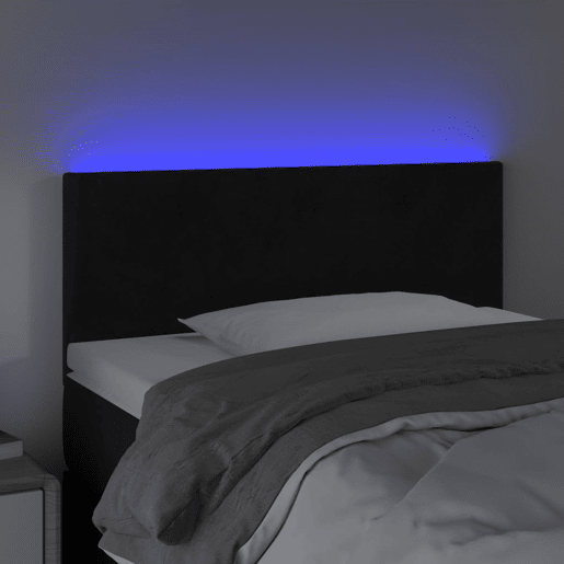 vidaXL Cabeceira de cama cluzes LED veludo 100x5x7888 cm preto vidaXL Cabeceira de cama cluzes LED veludo 100x5x7888 cm preto