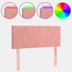 vidaXL Cabeceira de cama c luzes LED veludo 100x5x7888 cm rosa