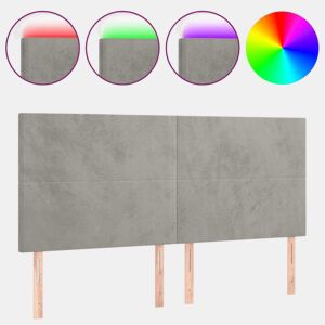 vidaXL Cabeceira cama c luzes LED veludo 180x5x118128cm cinza-claro