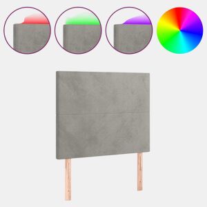 vidaXL Cabeceira cama c luzes LED veludo 100x5x118128cm cinza-claro