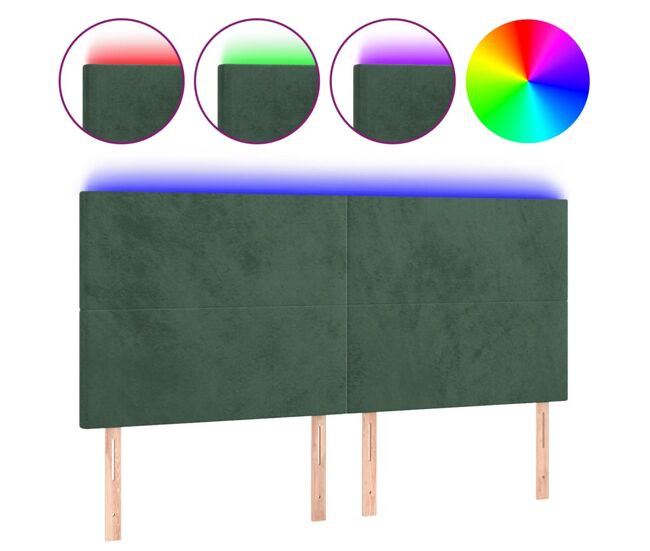 Vidaxl cabecero con luces led terciopelo verde oscuro 180x5x118/128 cm