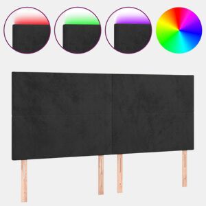 vidaXL Cabeceira de cama c luzes LED veludo 180x5x118128 cm preto