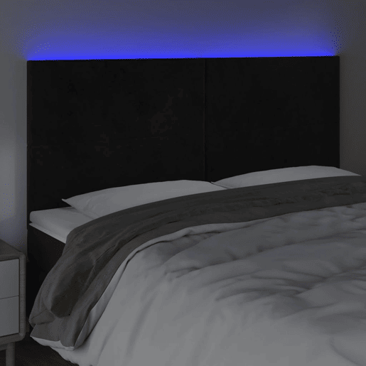 vidaXL Cabeceira de cama c luzes LED veludo 180x5x118128 cm preto vidaXL Cabeceira de cama c luzes LED veludo 180x5x118128 cm preto