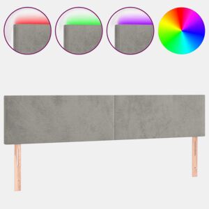 vidaXL Cabeceira de cama cluzes LED veludo 180x5x7888 cm cinza-claro