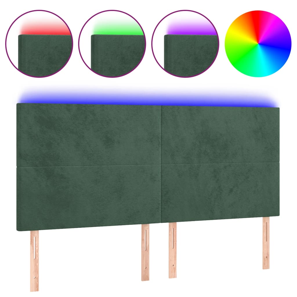 Cabecero Con Led 160 Verde Oscuro
