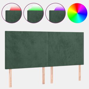 vidaXL Cabeceira de cama c LED veludo 160x5x118128 cm verde-escuro
