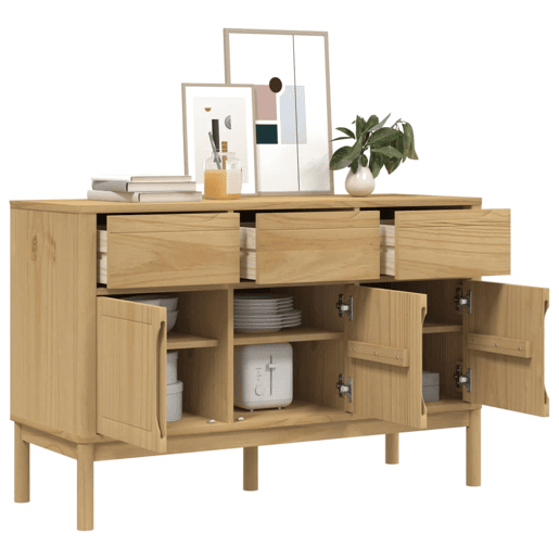 vidaXL Aparador FLORO 114x43x74 cm pinho maciço castanho mel vidaXL Aparador FLORO 114x43x74 cm pinho maciço castanho mel