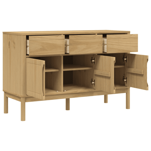 vidaXL Aparador FLORO 114x43x74 cm pinho maciço castanho mel vidaXL Aparador FLORO 114x43x74 cm pinho maciço castanho mel