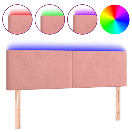vidaXL Cabeceira de cama c luzes LED veludo 144x5x7888 cm rosa vidaXL Cabeceira de cama c luzes LED veludo 144x5x7888 cm rosa