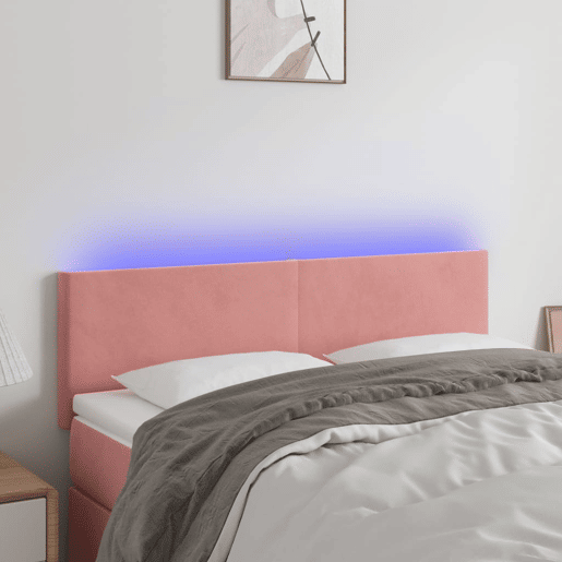 vidaXL Cabeceira de cama c luzes LED veludo 144x5x7888 cm rosa vidaXL Cabeceira de cama c luzes LED veludo 144x5x7888 cm rosa