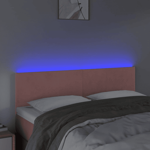 vidaXL Cabeceira de cama c luzes LED veludo 144x5x7888 cm rosa vidaXL Cabeceira de cama c luzes LED veludo 144x5x7888 cm rosa