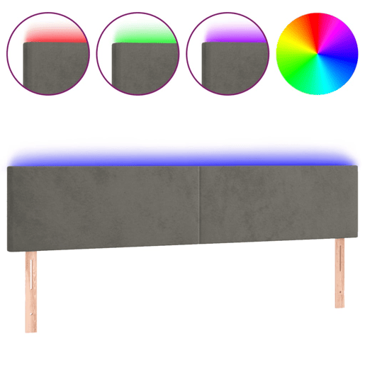 vidaXL Cabeceira de cama cluzes LED veludo 160x5x7888cm cinza-escuro