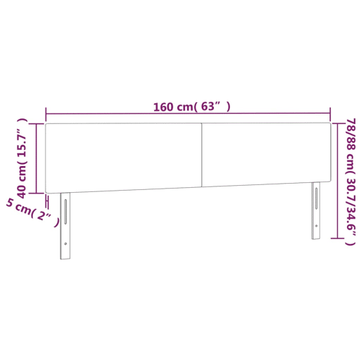 vidaXL Cabeceira de cama cluzes LED veludo 160x5x7888cm cinza-escuro