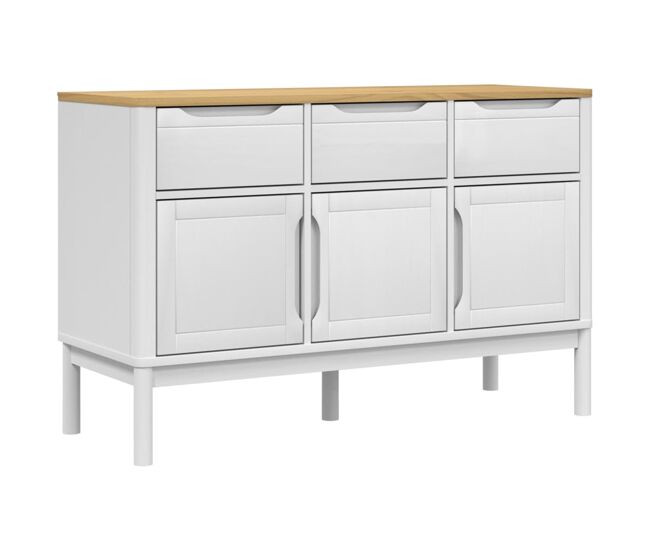 Vidaxl aparador floro madera maciza de pino blanco 114x43x74 cm