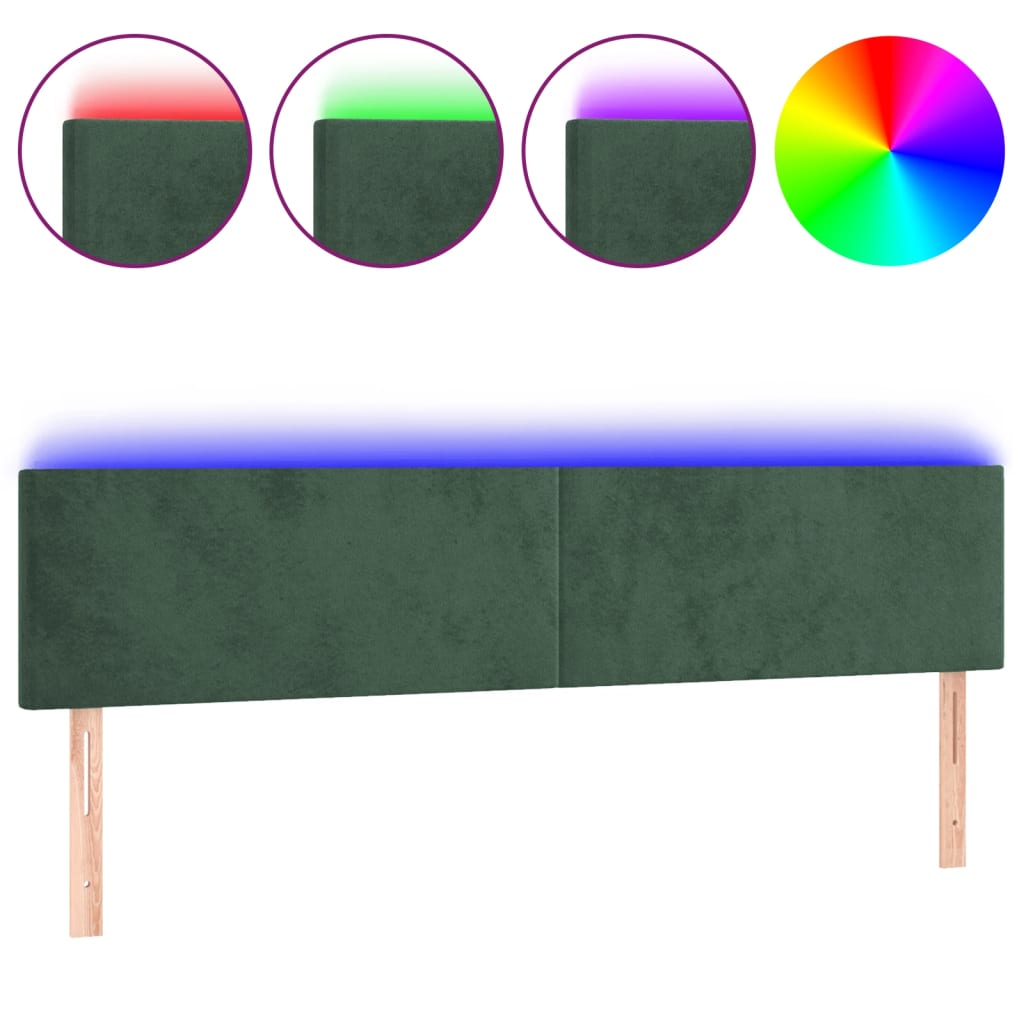 Cabecero Con Led 160 Verde Oscuro