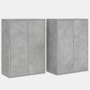 vidaXL Aparadores 2 pcs 60x31x84 cm derivados madeira cinzento cimento